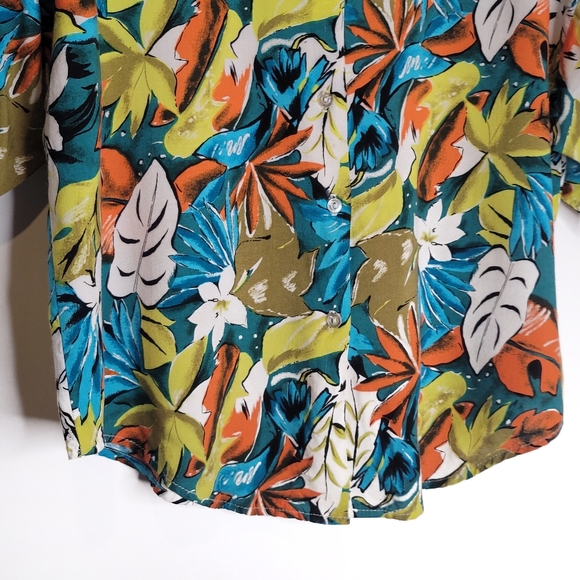 Vintage Floral Tropical Short Sleeve Blouse - Picture 4 of 7